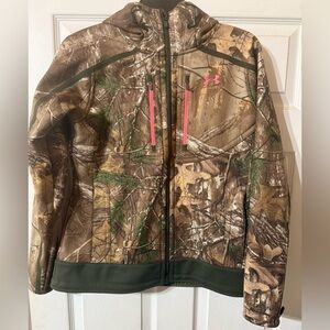 Under Armour Brown Camo Jacket with Pink Zippers